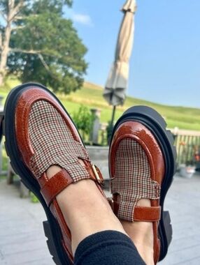 Circus Sam Edelman Women’s Loafer Shoes Brown Plaid Chunky Sole US 6 New